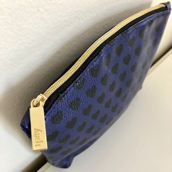 Ipsy Dark Blue Heart Print Makeup Cosmetic Bag - Picture 3 of 7